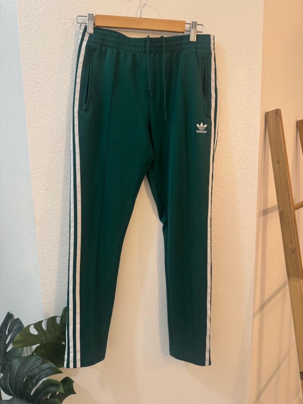 adidas Superstar Original Green Track Pants with White Side Stripes - Picture 6 of 13